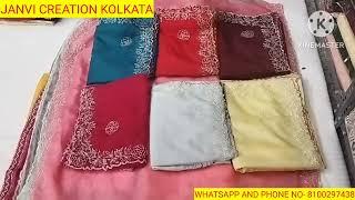 PURE HAND WORK ORGANZA AND CHIFFON SAREE / JANVI CREATION KOLKATA