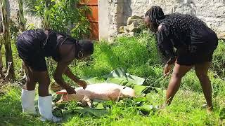 How to prepare a pig in African Home//Village life