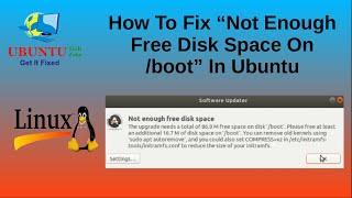 Not enough free space on disk ‘/boot’ when updating the OS