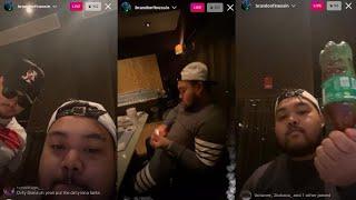 Brandon Finessin & Bugz Ronin Play Beats, Pours Up, Talks to Chat on IG Live (Oct 3, 2021)