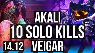 AKALI vs VEIGAR (MID) | 10 solo kills, 1000+ games, Godlike | VN Master | 14.12