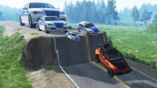 Small, Normal and Giant Police Cars vs Range Rover Defender ▶️ BeamNG Drive