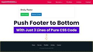 Sticky Footer with CSS | Push Footer at the Bottom of Page HTML & CSS 