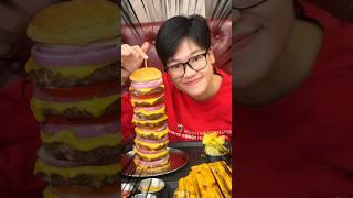 Thử thách ăn hết chiếc hamburger 8 tầng thịt  #hannghiem #tolahanne #foodreview #foodchallenge