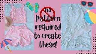 How to sew a Modest Swimsuit for girls | DIY bathing suit w/ hidden shorts | No Pattern Swimwear DIY