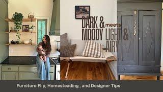 Crazy Furniture Transformation | Dark & Moody while still light and airy | Homesteading Vlog
