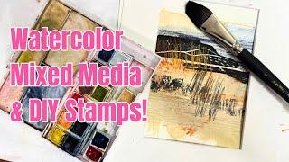 Transform Your Art: Watercolor Mixed Media with DIY Linocut Stamps!