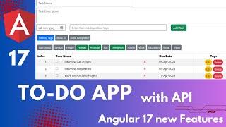 Todo App in Angular 17 | Task List app in Angular | with API | Angular 17 Projects