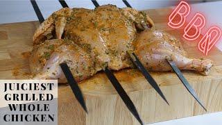 Whole Chicken Recipe / Mediterranean Chicken Recipe  / How To Skewer Whole Chicken / BBQ Chicken