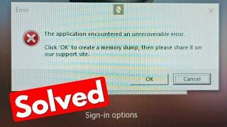 Roblox the application encountered an unrecoverable error / memory dump error