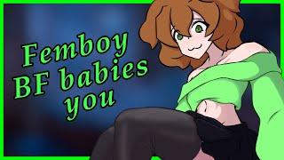 Femboy BF babies you to sleep (ASMR) cuddling, love bomb, kisses