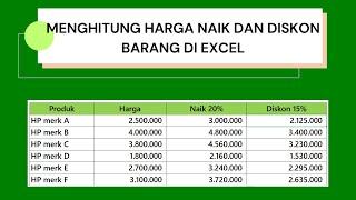 Cara Cepat Hitung Kenaikan Harga dan Diskon di Excel