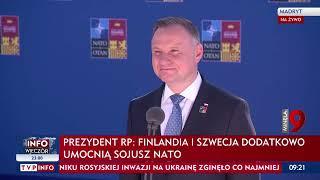 Prezydent Duda: Ukraina się broni, Szwecja czy Finlandia przystępują do NATO. To porażka Rosji