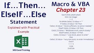 IF Then ElseIF Else Statement in VBA | Macro and VBA Chapter 23