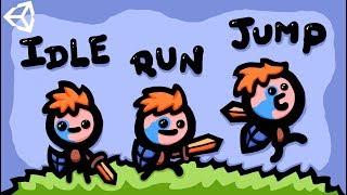 MAKING RUN, IDLE & JUMP 2D GAME ANIMATIONS - UNITY TUTORIAL