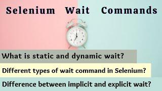 Selenium Wait Commands | Implicit v/s Explicit Wait | What is Fluent wait | Static and Dynamic wait