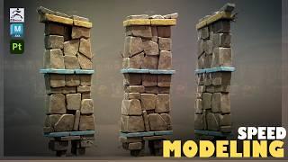 Making a Stylized Wall Ruins in Maya 2025, Zbrush, and Substance Painter