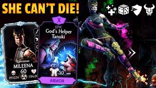 MK Mobile. MAXED God's Helper Tanuki + Ravenous Mileena is INSANE! Mileena Just CAN'T DIE!