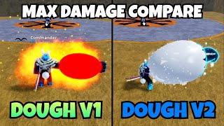 Comparing Dough V1 And V2 Max Damage!! [ Blox Fruits Update 17.3]