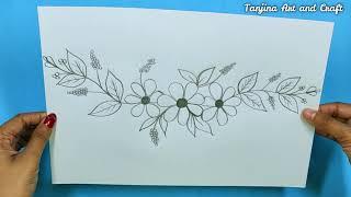 Beautiful Flower Drawing With Pencil Easy | How to draw flower designs/flower designs drawing