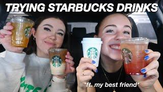 TRYING STARBUCKS DRINKS + Q&A (with my best friend!)