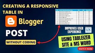 Creating a Responsive Table in Blogger Post without Coding 2023| Using TABLEIZER website & MS word