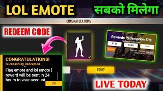 Free Fire Lol Emote Redeem Code | Today New Redeem Code | Lol Emote Redeem Code Free Fire