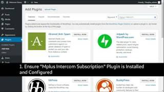 Intercom Subscription Plugin for Events on WordPress