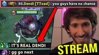 DENDI Pudge stream : How People react when they meet Dendi in game?