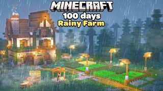 I Spent 100 Days Building a Rainy Cozy Cottage Farm in Minecraft