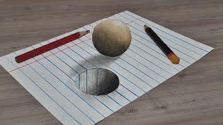 3d drawing sphere on paper