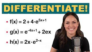 Calculus: Find the derivatives! – Exponential functions