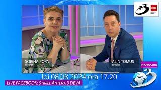 Provocare, la Antena 3 Deva, invitat, Alin Tomuș, sociolog, 08.08.2024