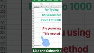 Type 1 to 1000 serial numbers easily #excel #shorts #exceltutorial #msexcel #exceltips