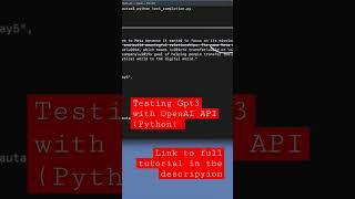 Testing #OpenAI API (GPT3 and other) with Python