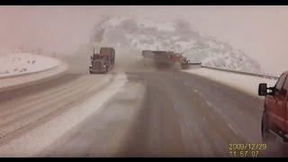 CRASH: Semi forces snow plow in Utah off the road, down a 300 foot embankment