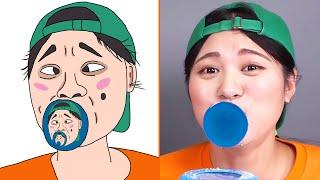 Dona Mukbang Big Bottle Candy drink Drawing Meme | 보틀 캔디 젤리 먹방 도나