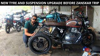 NEW TYRE AND SUSPENSION UPGRADE DONE BEFORE ZANSKAR TRIP | INTERCEPTOR 650 MARK IS NOW READY |