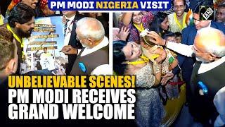 PM Modi receives thunderous welcome from Indian diaspora as he arrives at hotel in Nigeria’s Abuja