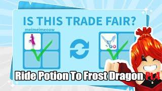 TRADING RIDE POTION TO FROST DRAGON! Pt.4 OMG! ALMOST THERE! Adopt Me Trading Challenge