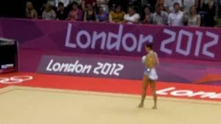 Silviya Miteva Bulgarian rhythmic gymnast in the finals of London 2012 Olympics (with ball)