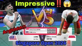 WoW‼️Leong Jun Hao(MAS) performed a miracle to the world! Vs Anthony GINTING(INA) | Singapore Open