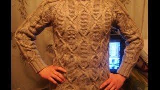 Мужской пуловер спицами с рукавом "реглан" Часть 3. Men's sweater knitting