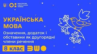 8 клас. Українська мова. Означення, додаток і обставини як другорядні члени речення