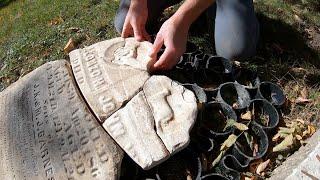 Millennial Stone Cleaner unearthing and preserving old headstones in Des Moines cemetery