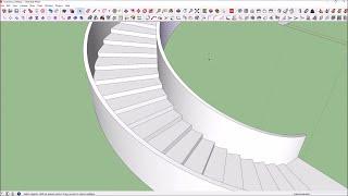 17. How to draw a curved stair with curved wall in sketchup