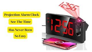 Projection Alarm Clock, Digital Clock with 180° Rotatable Projector