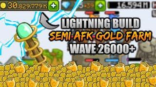 LIGHTNING BUILD Episode 6  Semi-AFK GOLD FARMING @WAVE 26000 | GROW CASTLE