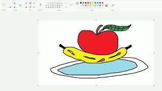 Giving it a Go to Draw Fruits of Apple and Banana in Plate | An Art teaching Lesson