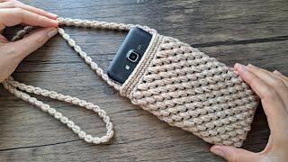 DIY Crochet Phone Bag Tutorial | Bean Stitch Pattern